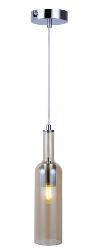 Függeszték - REALITY Bottle Glass pendant lamp chrome canopy+clear cable, shade amber/smoky, for 1xE27,max.40W bulb not incl. glass shade D:8.5cm,H:33.5cm H:max.120cm - REAL-332801-22 Függeszték - REALITY Bottle Glass pendant lamp chrome canopy+clear cable, shade amber/smoky, for 1xE27,max.40W bulb not incl. glass shade D:8.5cm,H:33.5cm H:max.120cm - REAL-332801-22