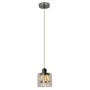 Függeszték - REALITY Elmo Pendant lamp 1-ltmetal chrome finish Crownie shade w D12*H11cm clear glass 1 x E14, max. 40W bulb not inclsize: D:12*H120 cm - REAL-338801-06