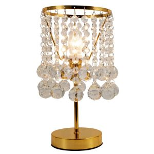Asztali lámpa - REALITY London crystal Table lamp,shiney black or shiney goldCrystal hanging beads1*E14 Max.40W,bulb excl.Dia:16cm. H:15cmbase base Dia:12cm Total H:32cm - REAL-527701-03