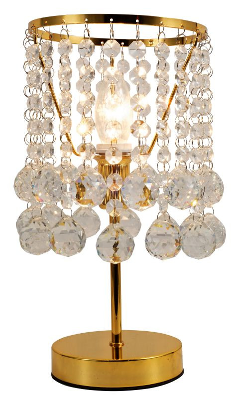 Asztali lámpa - REALITY London crystal Table lamp,shiney black or shiney goldCrystal hanging beads1*E14 Max.40W,bulb excl.Dia:16cm. H:15cmbase base Dia:12cm Total H:32cm - REAL-527701-03