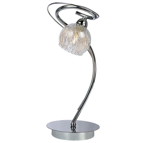 REALITY Ariana Table lamp, chrome 1*G9 Max. 33W bulb incl.clear glass with metal mesh inside. Glass H:12cm H:10cm. TL H:32cm. Dia:16cm 