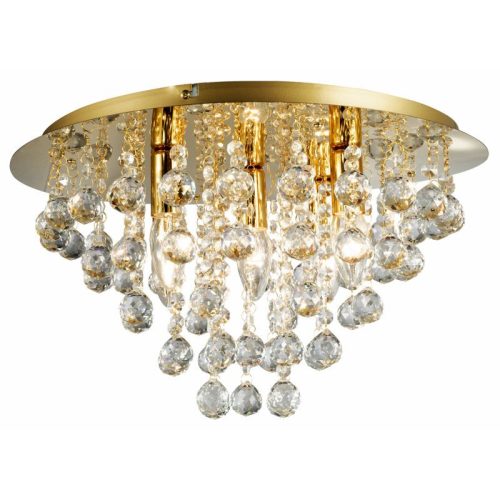 REALITY London crystal Ceiling lamp Round "LONDON" METAL golden + clear Crystal 5x E14 · max. 40W bulb excl. Product dimensions: Width:46cm Height:26.5cm