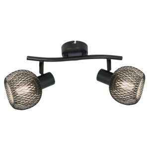 Mennyezeti lámpa - REALITY Loretto Loretto black 2-ltall metal parts in black,Shade Black,for 2 x E14,max.40W bulb not incl.L:25cm shade D:9cm - REAL-830702-02