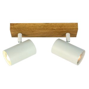 Mennyezeti lámpa - REALITY Quentin 2lt Spot Light-IP201.Voltage:230V ~ 50Hz2.Bulb:excl. 2x GU10 max. 35W3.Size:26*9*H16cm4.Color:sand white(incl.joint)+wooden finish5.Material:Metal - REAL-83